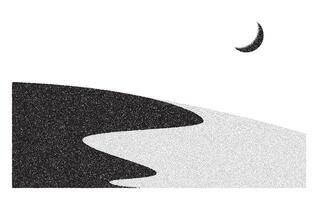 Grain dune desert. Stipple eastern landscape and terrain background. Sand hill in dot work style. Textured illustration vector