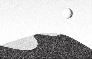 Grain dune desert. Stipple eastern landscape and terrain background. Sand hill in dot work style illustration vector