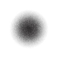 Grain circle gradient. Stippled round shape. Radial stochastic dotwork texture. Random grunge noise. Black dots sphere vector