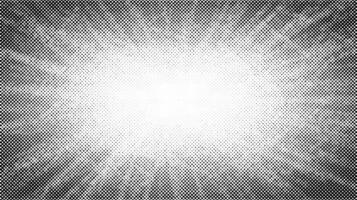 Halftone radial texture. Comic style grain background. Pop art faded textured frame. Grunge speckle effect. Dotted particles print wallpaper. Pixel gradient backdrop vector