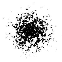 Shatters and debris in radial shape. Black broken pieces, specks, speckles and particles. Abstract explosion and burst element. texture. vector