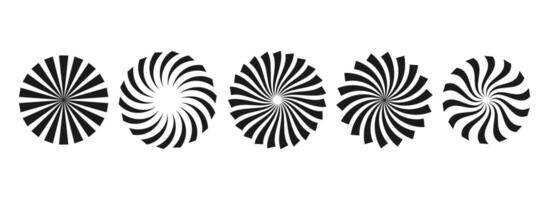 Simple sunburst circles collection. Black radial stripe elements pack. Set of round rays and beams. Geometric stars pack. Illustration concept for banner, badge, sticker, poster. vector