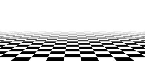 Black and white checkered tile floor fading in perspective. Abstract checkerboard texture landscape. Vanishing horizontal chessboard plane surface. Empty room background. vector
