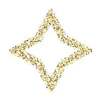 Golden confetti diamond shape. Glowing dotted glitter background frame. Rhombus gold dots border. Sparkling halftone Christmas decoration element. vector