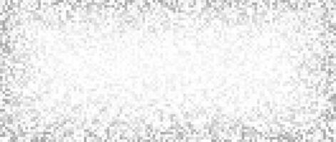 Radial fading pixelated tv noise texture. White noise signal grain vanishing frame. Television screen interferences and glitches. Grey shades grunge background vector