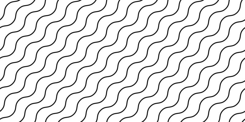 Wavy lines seamless pattern. Undulate stripes repeating background. Black and white diagonal waves texture. Simple curved linear wallpaper. Textile and fabric design template.