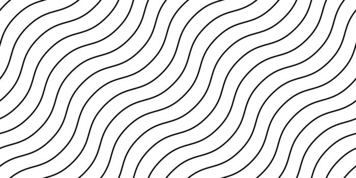Wavy lines seamless pattern. Undulate stripes repeating background. Black and white diagonal waves texture. Bent and curved linear wallpaper. Textile and guilloche swatch design template. vector