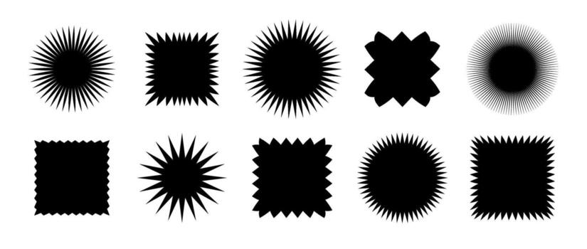 zig zag borde cuadrado forma recopilación. dentado parches colocar. negro gráfico diseño elementos para decoración, bandera, póster, plantilla, pegatina, insignia. vector