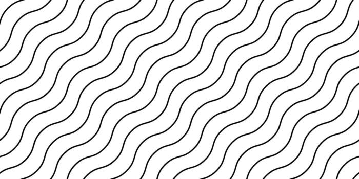 Wavy lines seamless pattern. Undulate stripes repeating background. Black and white diagonal waves texture. Bent and curved linear wallpaper. Textile and fabric swatch design template. vector