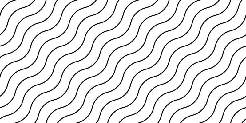 Wavy lines seamless pattern. Undulate stripes repeating background. Black and white diagonal waves texture. Bent and curved linear wallpaper. Textile and fabric swatch design template.