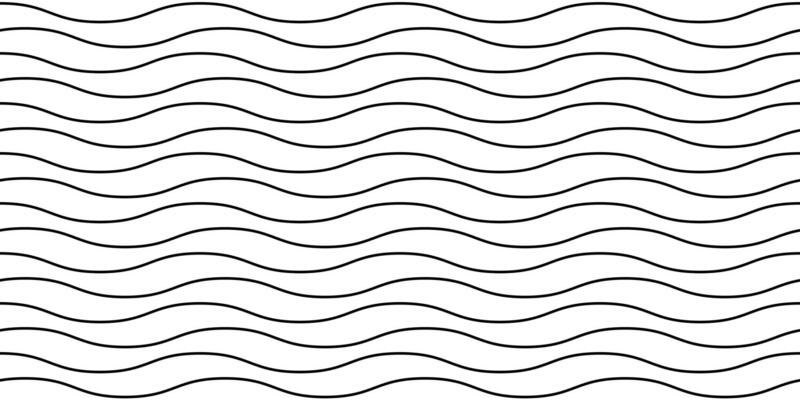 Wavy lines seamless pattern. Black and white stripes repeating background. Undulate horizontal waves texture. Simple curved linear wallpaper. Textile and fabric swatch design template.