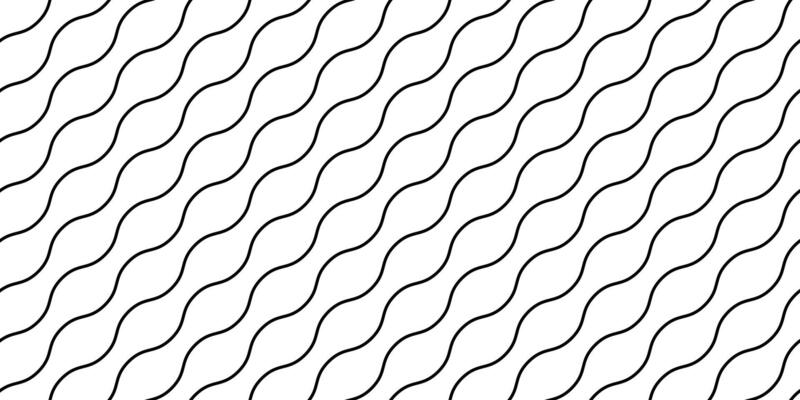 Wave lines seamless pattern. Undulate stripes repeating background. Black and white diagonal wavy texture. Simple curved linear wallpaper. Textile and fabric design template.
