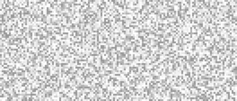 Seamless pixelated tv noise texture. White noise signal grain. Television screen interferences and glitches. Grey shades grunge background vector
