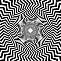Optical illusion background. Black and white abstract distorted zigzag lines surface. Radial wave poster design. Hypnotic illusion wallpaper. vector