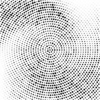 Radial halftone gradient background. Dotted concentric texture with fading effect. Black and white circle comic wallpaper. Monochrome grunge backdrop vector