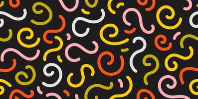 Colorful doodle seamless pattern. Abstract childish squiggle repeating background. Simple scribbles and shapes wallpaper. Textile or fabric print design swatch. vector