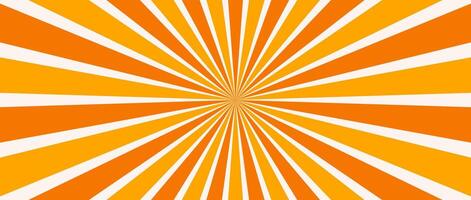 Orange radial lines background. Radial sunburst wallpaper. Abstract sun rays and beams comic texture. Vintage summer backdrop for posters, banners, templates. vector