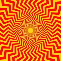 Optical illusion background. Red and orange abstract distorted zigzag lines surface. Radial wave poster design. Hypnotic illusion wallpaper. vector