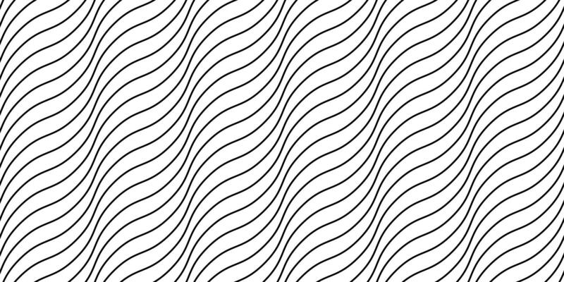 Wave lines seamless pattern. Black and white undulate stripes repeating background. Diagonal wavy texture. Simple curved linear wallpaper. Textile and fabric design template.
