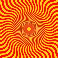Optical illusion background. Orange and red abstract distorted wavy lines surface. Radial waves poster design. Torsion spiral illusion wallpaper. vector
