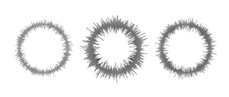 Radial sound waves collection. Round music equalizer bar set. Black linear audio chart pack. Abstract circle radio and voice signal symbol or icon for podcast, app, player. elements vector