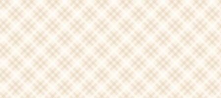 Brown and white diagonal gingham seamless pattern. Light beige vichy background texture. Checkered tweed plaid repeating wallpaper. Natural nude fabric and textile swatch design backdrop vector
