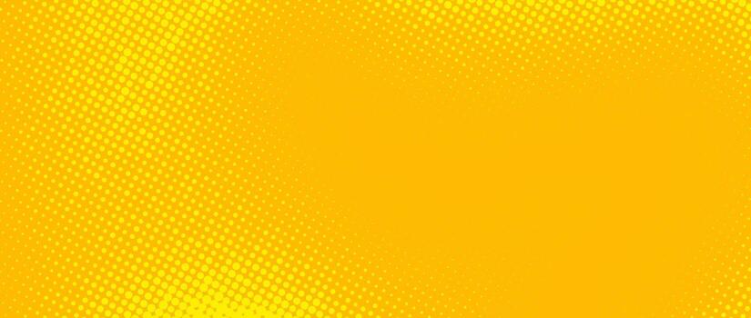 Yellow halftone background. Retro comic grain pixel texture. Pixelated dots cartoon wallpaper. Pop art fading wavy gradient pattern. vector