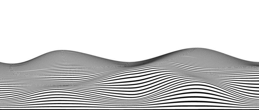 Wavy black stripes background. Curve thin lines pattern. Abstract contour texture. Landscape terrain concept. . vector