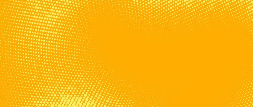 Yellow radial halftone background. Retro comic grain pixel texture. Pixelated dots cartoon wallpaper. Pop art fading wavy gradient pattern. Gritty backdrop. vector