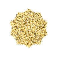 Golden confetti shape. Glowing dotted glitter background. Gold dots heap. Sparkling halftone texture frame. Christmas decoration element for invitation, banner. vector