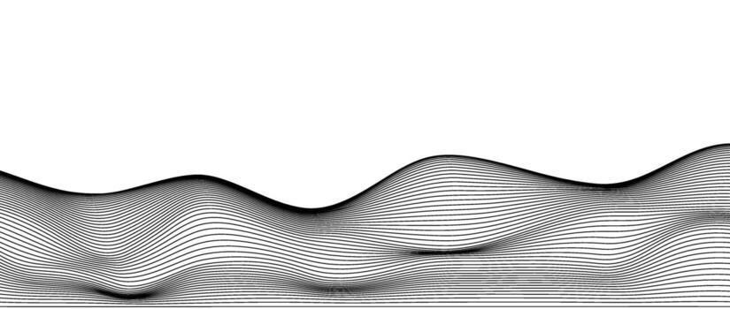 Wavy black lines background. Curve thin stripes pattern. Abstract contour texture. Landscape terrain concept. vector