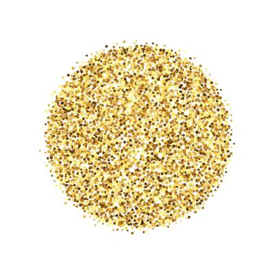 Golden confetti circle pale. Glowing dotted glitter background. Gold dots round heap. Sparkling halftone texture. Christmas decoration element for invitation, banner.
