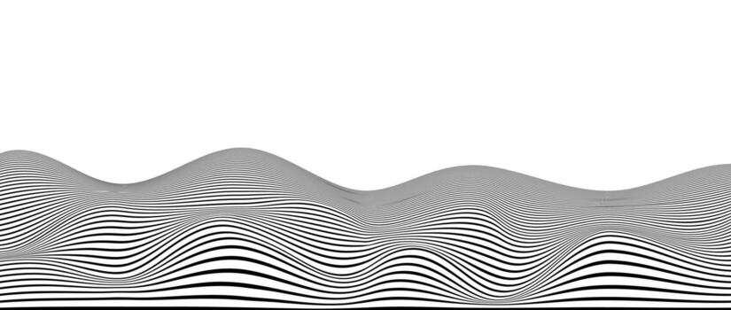 Wavy stripes background. Curve thin lines pattern. Abstract black contour texture. Landscape terrain concept. vector