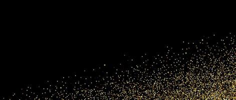Golden glitter background. Small sparkling confetti wallpaper. Splashed gold dots texture. Design element for posters, Christmas or birthday decoration. vector