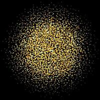 Golden confetti pale. Dotted glitter background. Simple gold round dots heap. Yellow halftone texture. Christmas decoration element for invitation, banner. Illustration on dark background vector