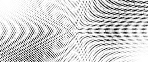 Radial halftone gradient background. Dotted concentric texture with fading effect. Black and white circle shade wallpaper. Grunge rough backdrop vector