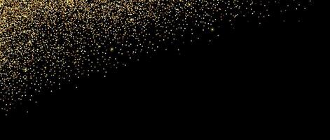 Falling golden glitter background. Small sparkling confetti wallpaper. Splashed gold dots texture. Design element for posters, Christmas birthday decoration. vector