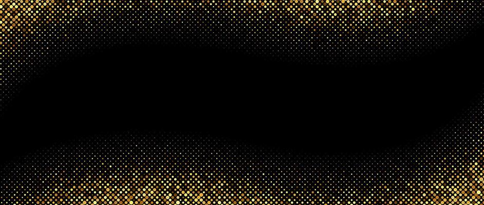Golden wavy halftone gradient background. Shining comic glitter texture. Pop up dotted sparkles pattern wallpaper. Retro design template for banner, flyer, poster, presentation.