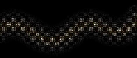 Golden halftone gradient wave background. Shining comic wavy glitter texture. Pop up dotted sparkles pattern wallpaper. Retro design template for banner, flyer, poster, presentation. vector