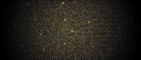 Golden radial halftone background. Gold glitter confetti wallpaper. Retro dotted circles pattern. Design template for banner, flyer, poster, presentation. vector