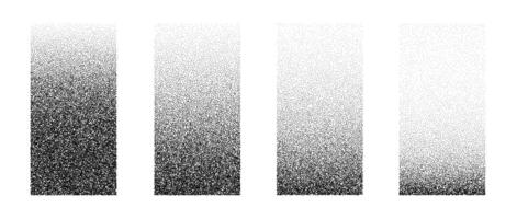 Set of fading rectangular gradients. Black dotted texture element collection. Stippled shade object pack. Noise grain dotwork shapes. Halftone effect illustrations bundle. vector