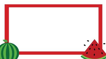Red frame border featuring watermelon on white background vector