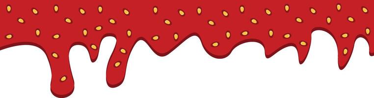 Dripping strawberry jam on transparent background vector