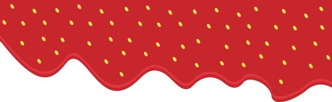 Strawberry jam dripping down on a transparent background in cartoon style vector