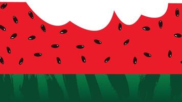 Bitten watermelon slice with black seeds and a striped green rind, isolated on a transparent background vector