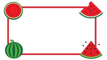 Minimal watermelon border with red frame on white background vector