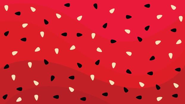Watermelon texture or pulp background. Abstract watermelon seeds pattern with black and beige colors on red background vector