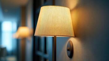 Two warm-toned wall lamps, soft light photo