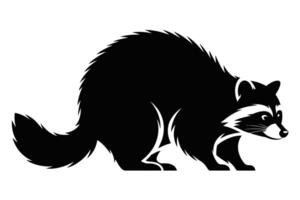 Black and white graphic illustration of a raccoon in profile vector
