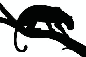 Black Panther Silhouette on Tree Branch Against White Background 1 vector